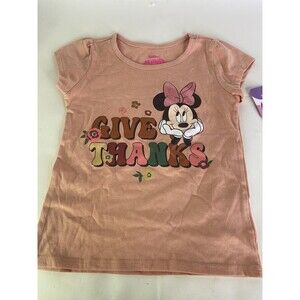 Disney Minnie Mouse Give Thanks Short Sleeve Tee T-Shirt Top Girls 6X